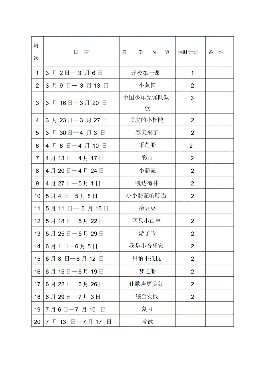 湖南文艺版音乐三年级下册教案_第2页