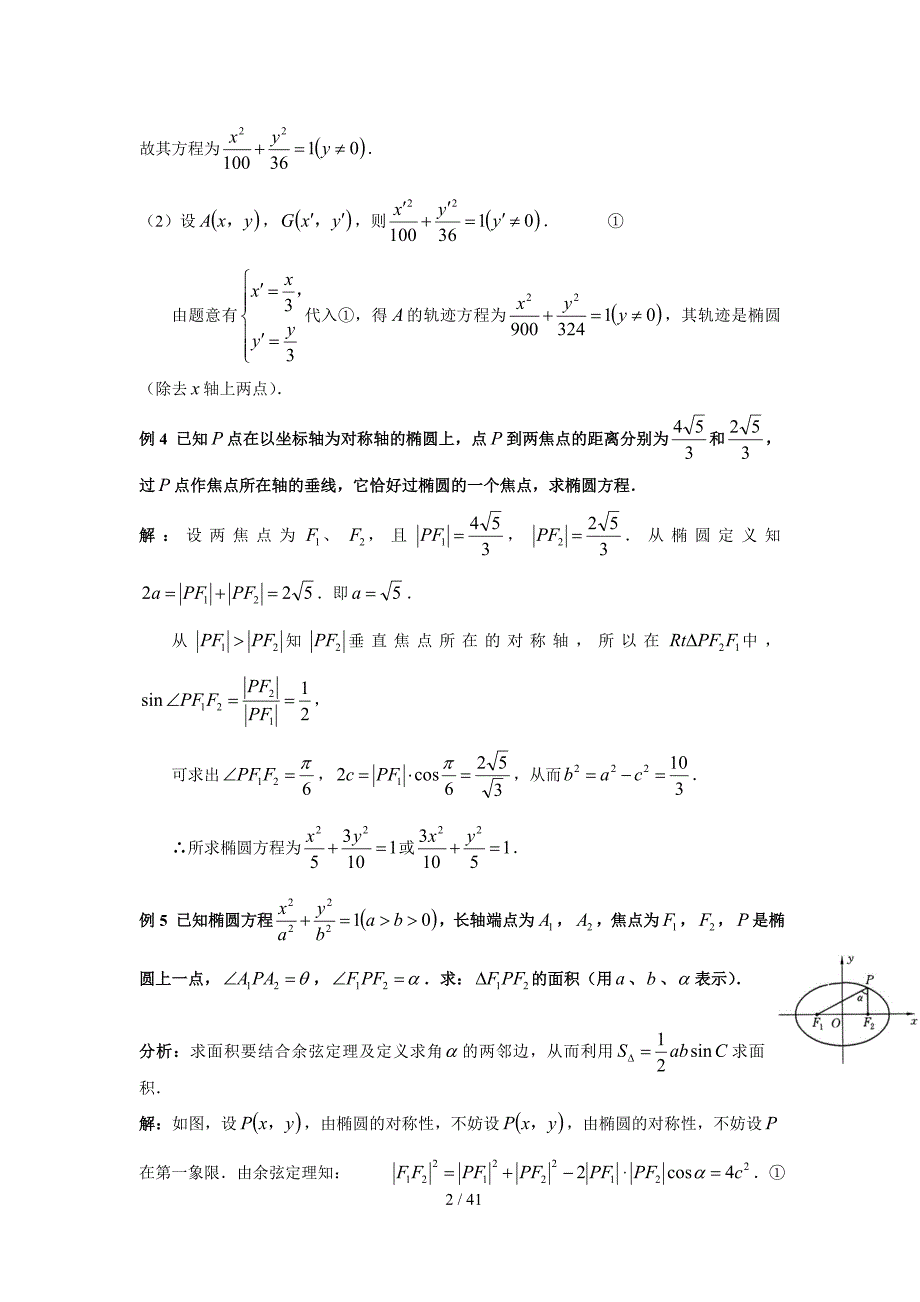 全国名校高中数学题库--椭圆 41p_第2页