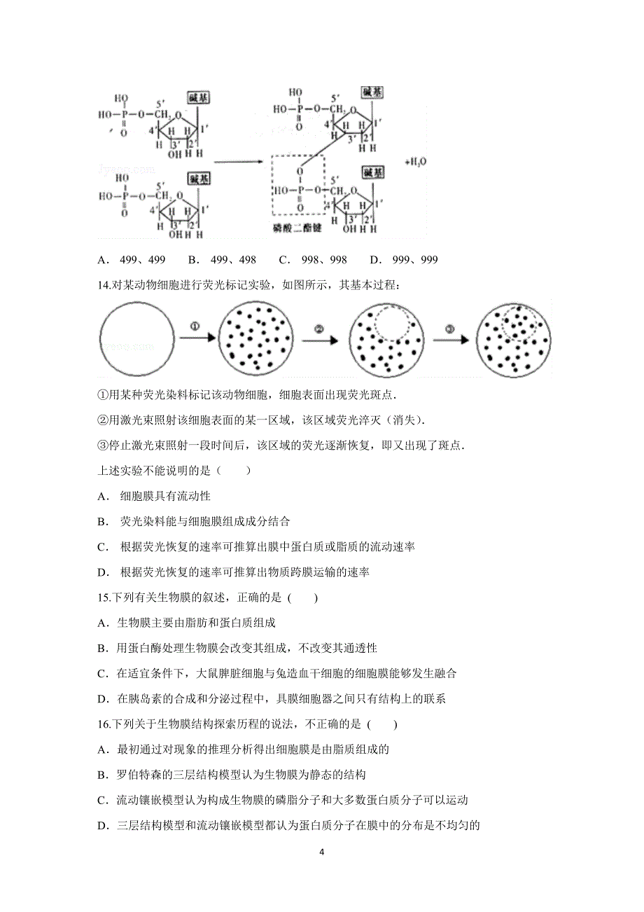 【生物】河南省2015-2016学年高一上学期第一次月考试题_第4页