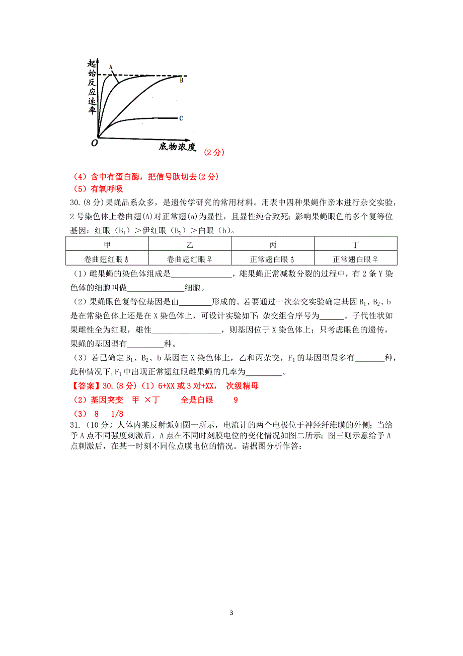 【生物】湖南省长沙市重点中学2014届高三第八次月考试题_第3页