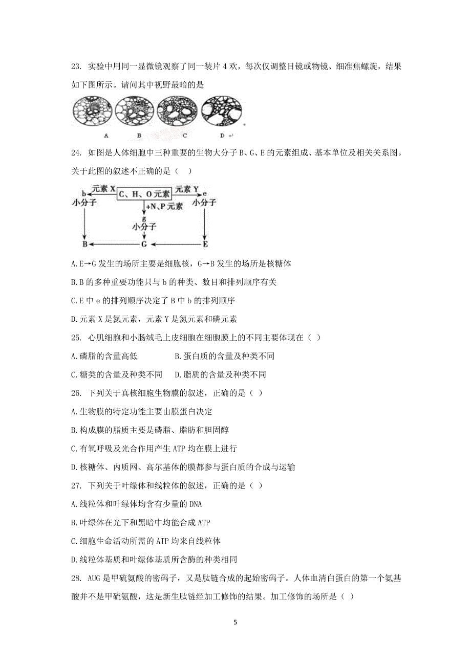 【生物】河北省东校区2015届高三上学期第一次月考_第5页