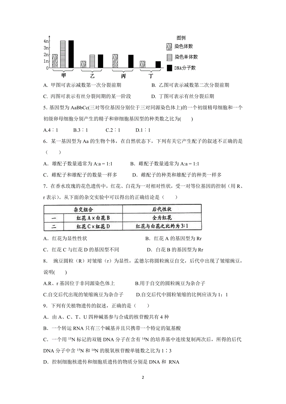 【生物】河南省扶沟县高级中学2014-2015学年高一5月月考_第2页