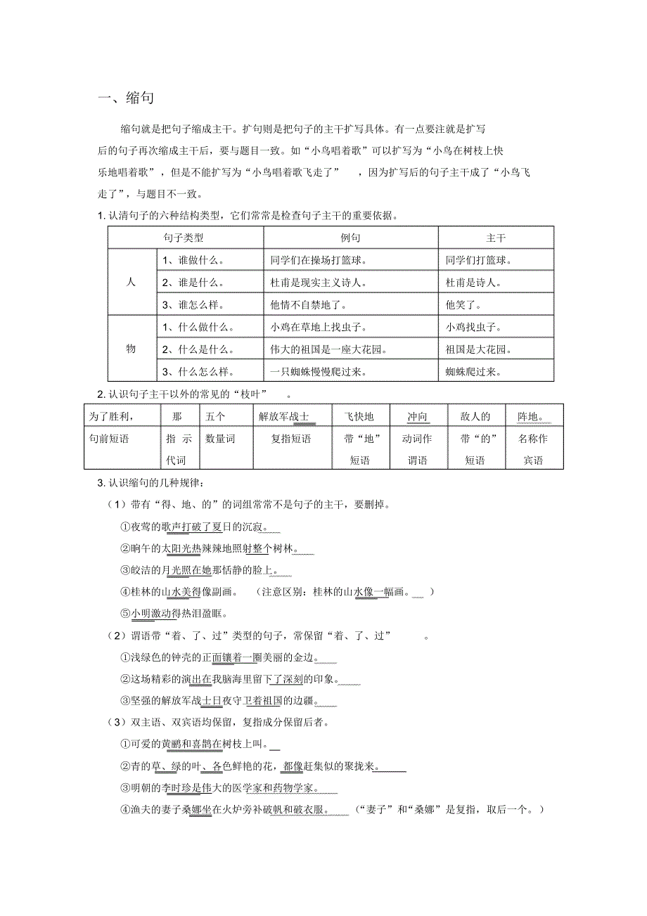 缩句及病句(教案)_第1页