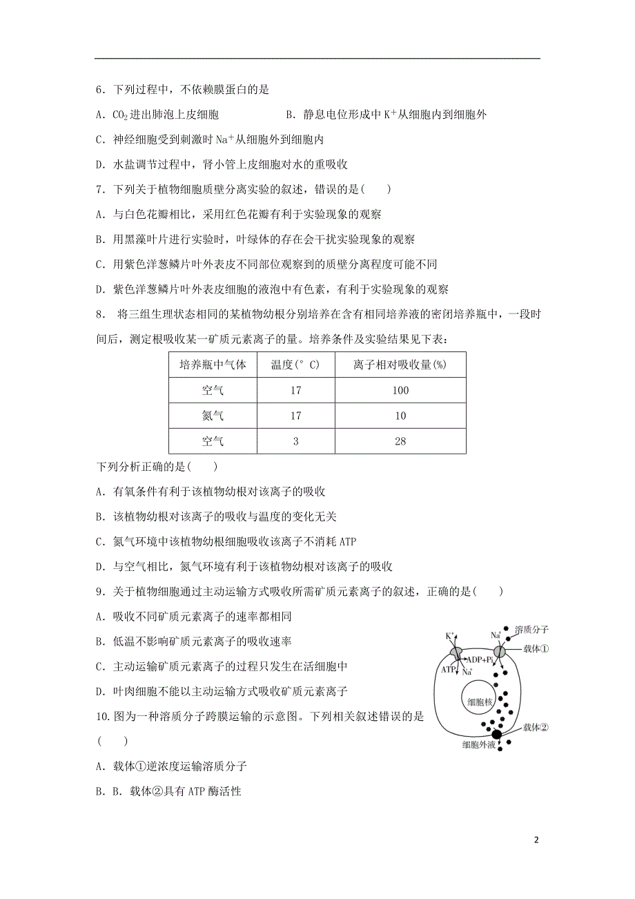 辽宁省沈阳市2017_2018学年高中生物暑假作业第六天_第2页