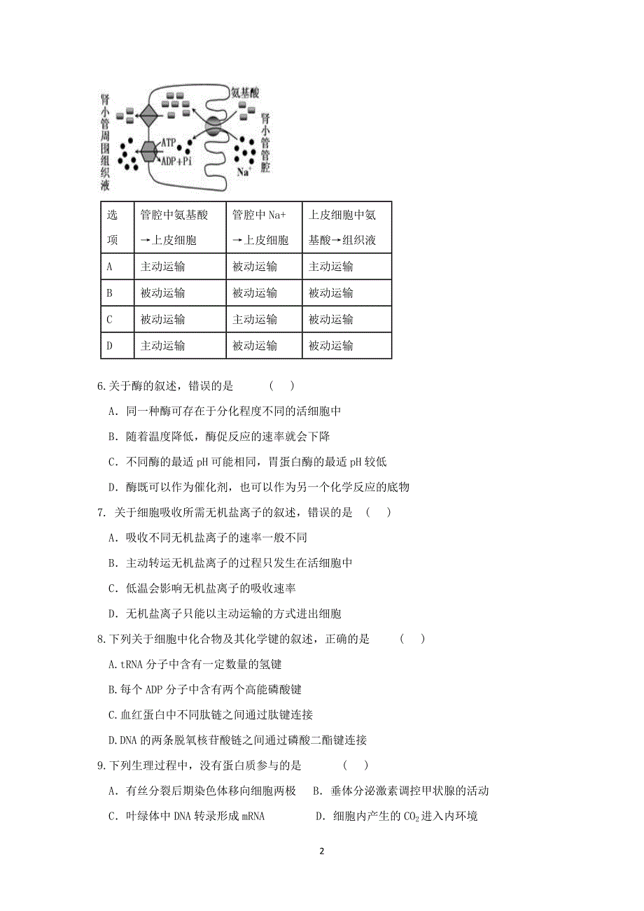 【生物】湖南省祁阳一中2015届高三第三次月考_第2页