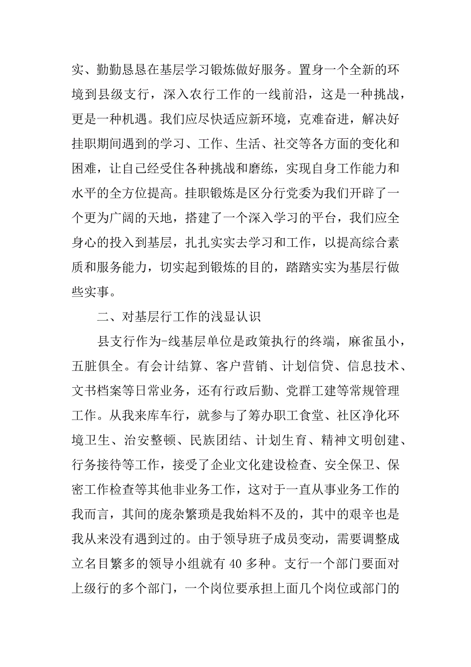 银行行长助理挂职锻炼心得体会.docx_第2页
