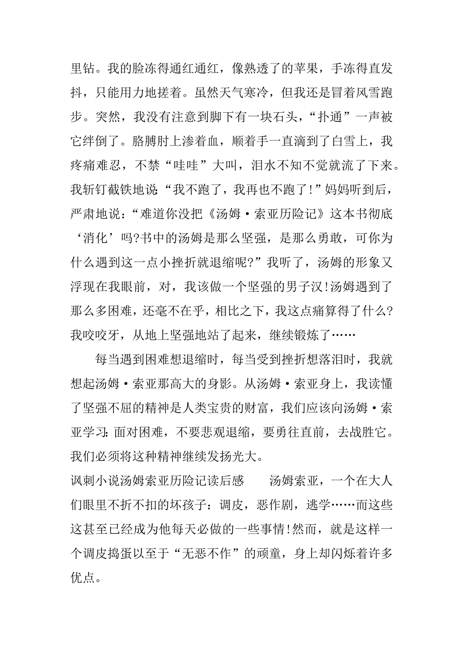 讽刺小说汤姆索亚历险记读后感.docx_第2页