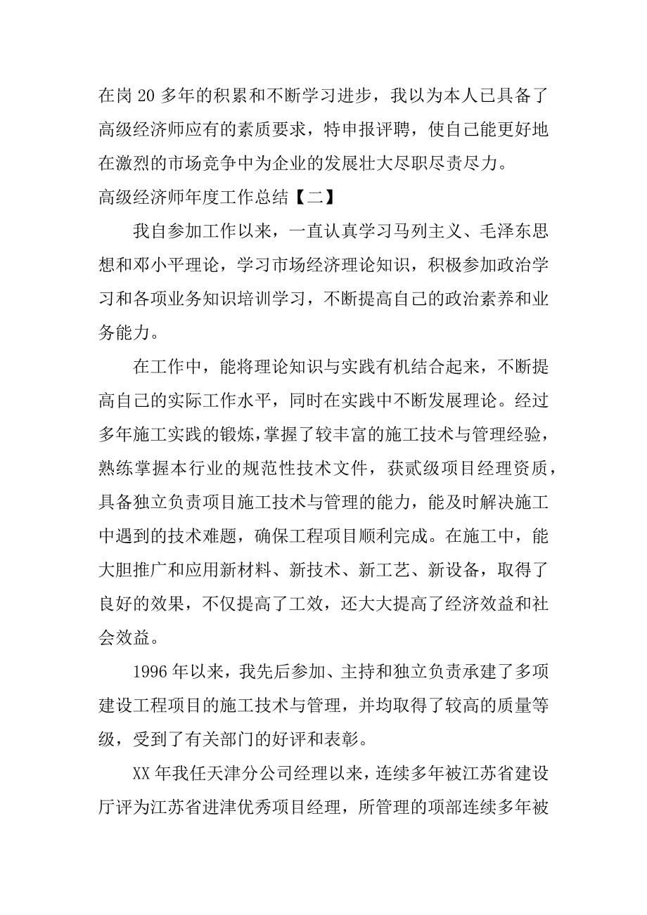 高级经济师年度工作总结.docx_第5页