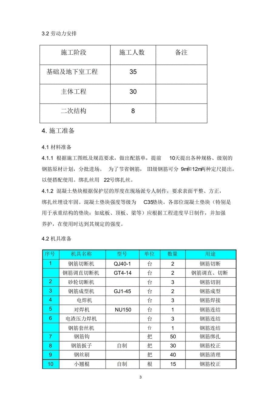 职工公寓楼钢筋施工方案(电渣压力焊闪光对焊搭接绑扎)_第5页