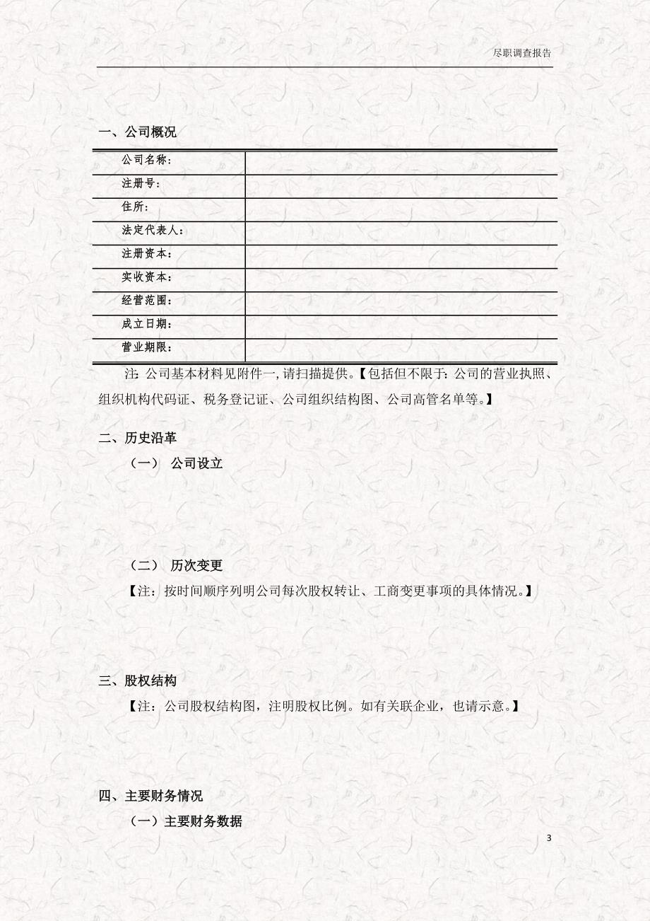 企业新三板挂牌尽职调查报告模板 标准版 事务所资料_第3页