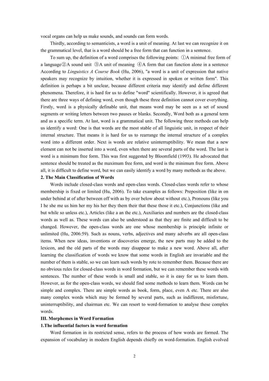 A Linguistics Analysis of Word Formation and Its Application in English Teaching  英语专业毕业论文_第3页