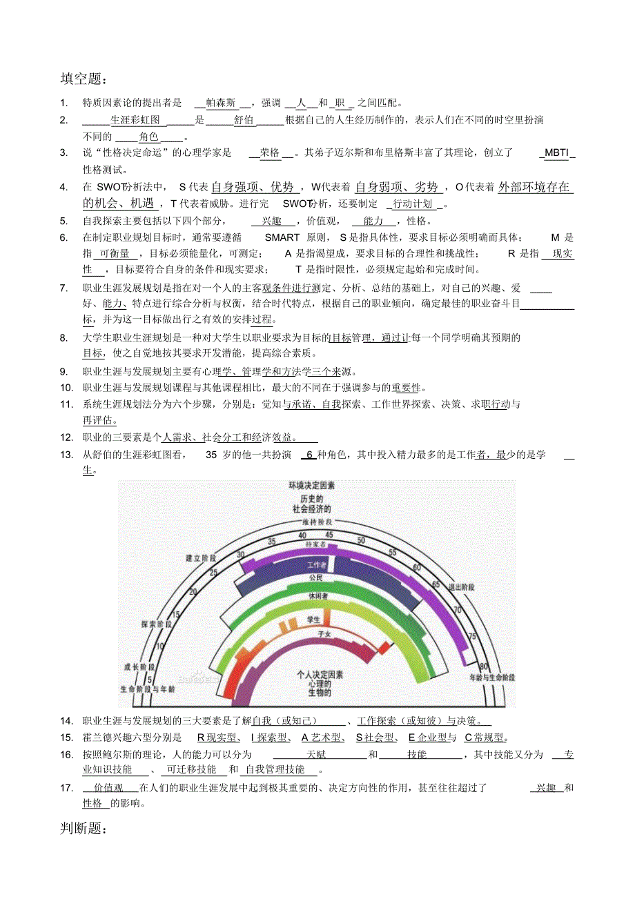 职业规划复习资料(带答案)_第1页