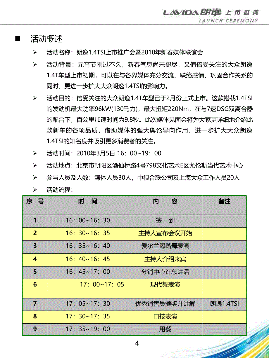 上海大众汽车-LAVIDA朗逸上市总结报告手册_第4页