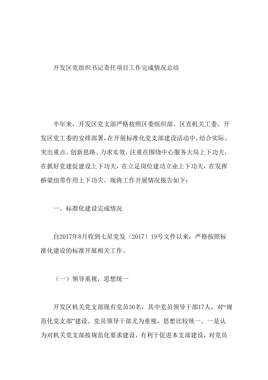 开发区党组织书记责任项目工作完成情况总结_第1页