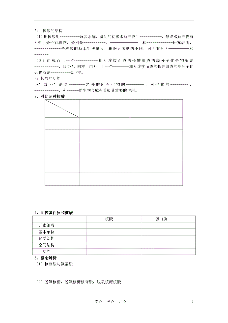 高中生物 核酸的结构和功能 学案1 中图版必修1_第2页