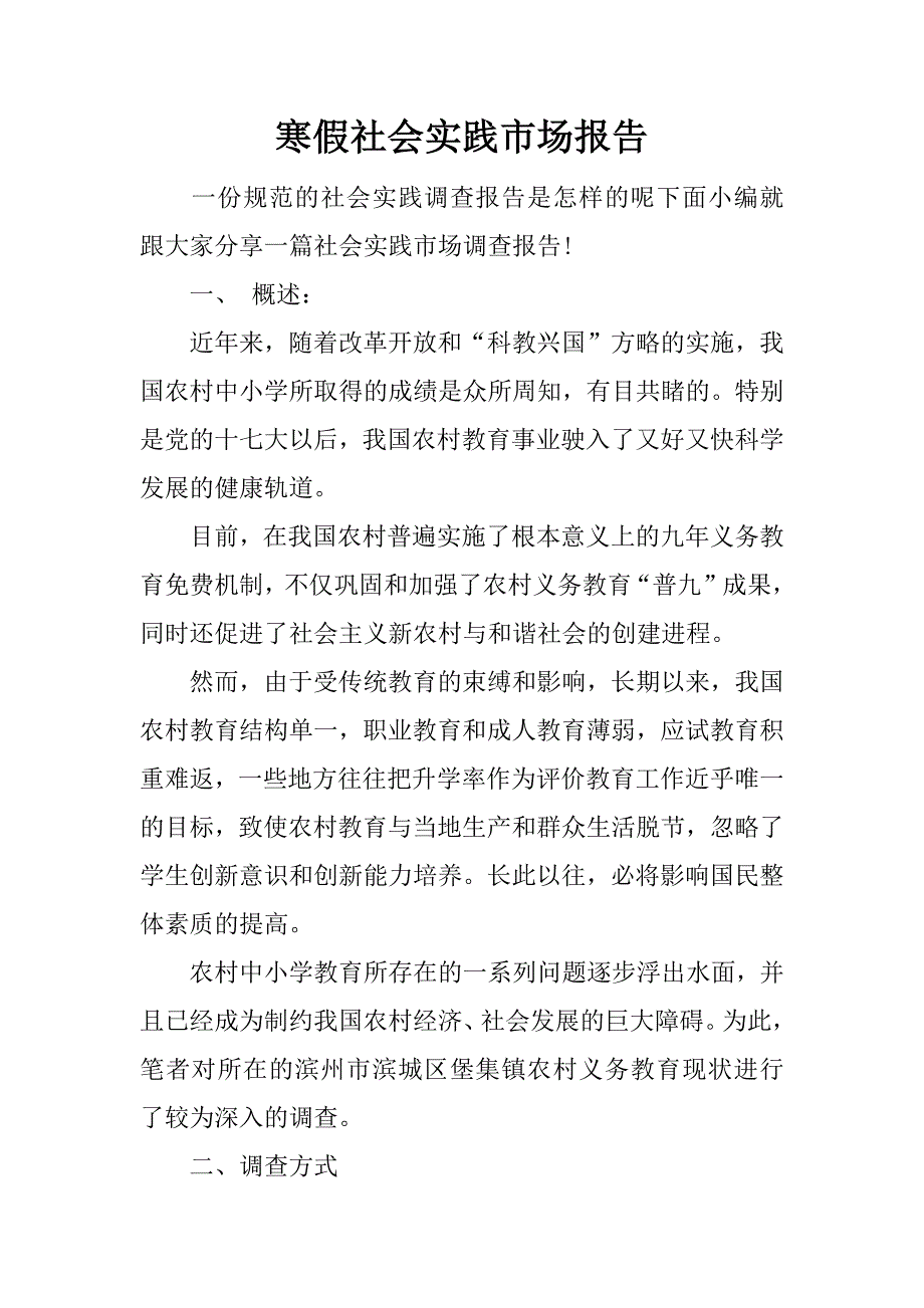 寒假社会实践市场报告_第1页