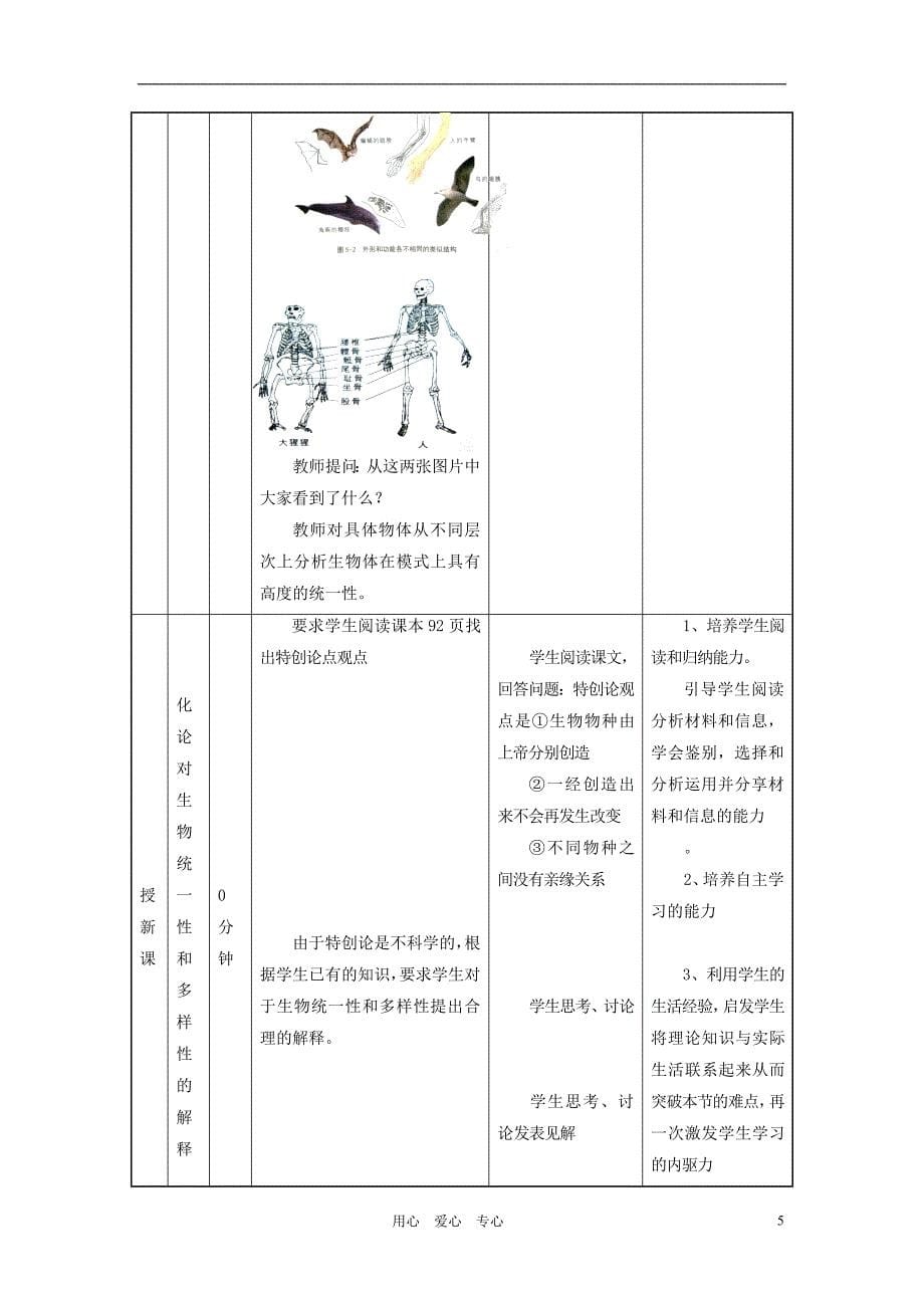 高中生物 5.1《生物的多样性、统一性和进化》教案2 浙科版必修2_第5页