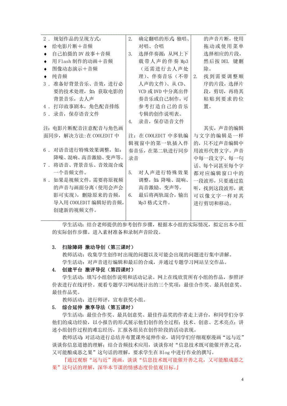 高中信息技术 声音的采集与加工教学设计 教科版选修_第4页