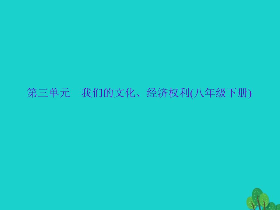 中考政治总复习 主题二 法律教育 第三单元 我们的文化、经济权利（八下）课件 新人教版1_第1页