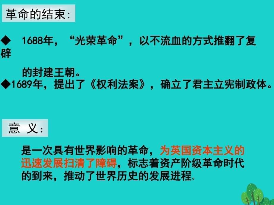 中考历史 英法美资产阶级革命知识点复习课件1_第5页