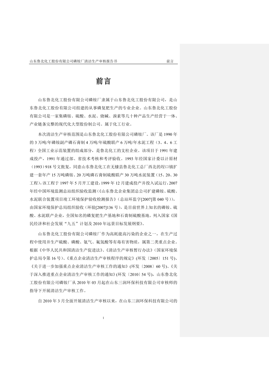 鲁北化工股份有限公司磷铵厂清洁生产审核报告_第3页