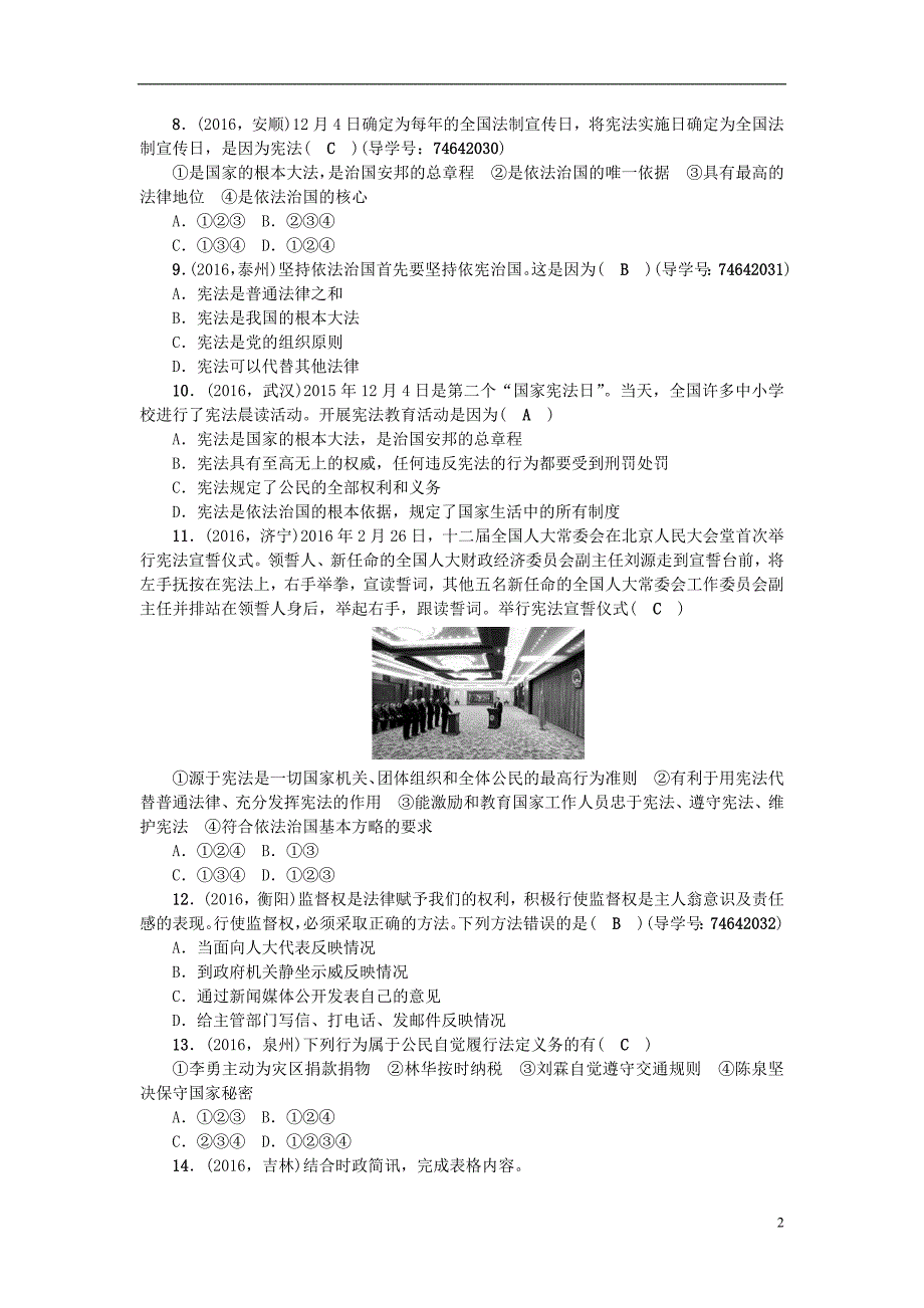 中考政治 备考集训 第一篇 系统复习 第五讲 参与政治生活（第六课） 新人教版1_第2页