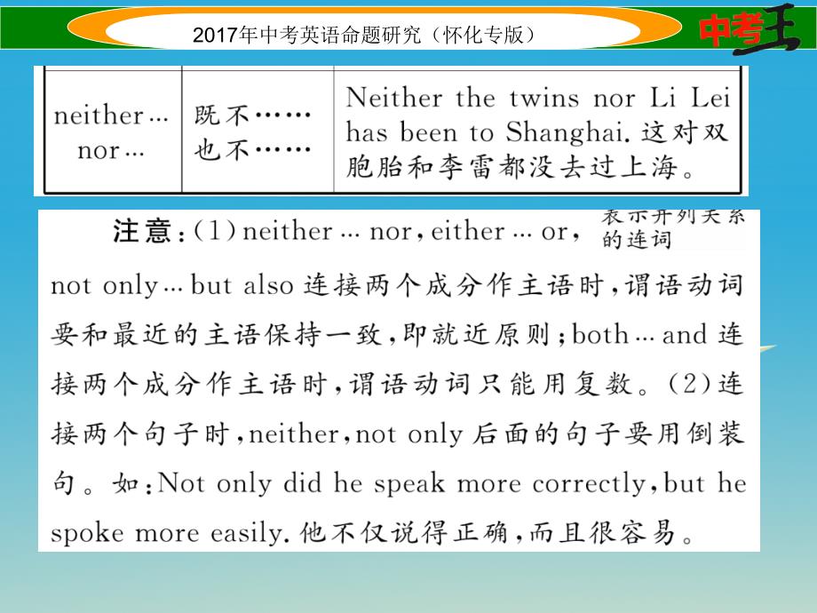 中考英语命题研究 第二编 语法专题突破篇 专题六 连词（精讲）课件1_第4页