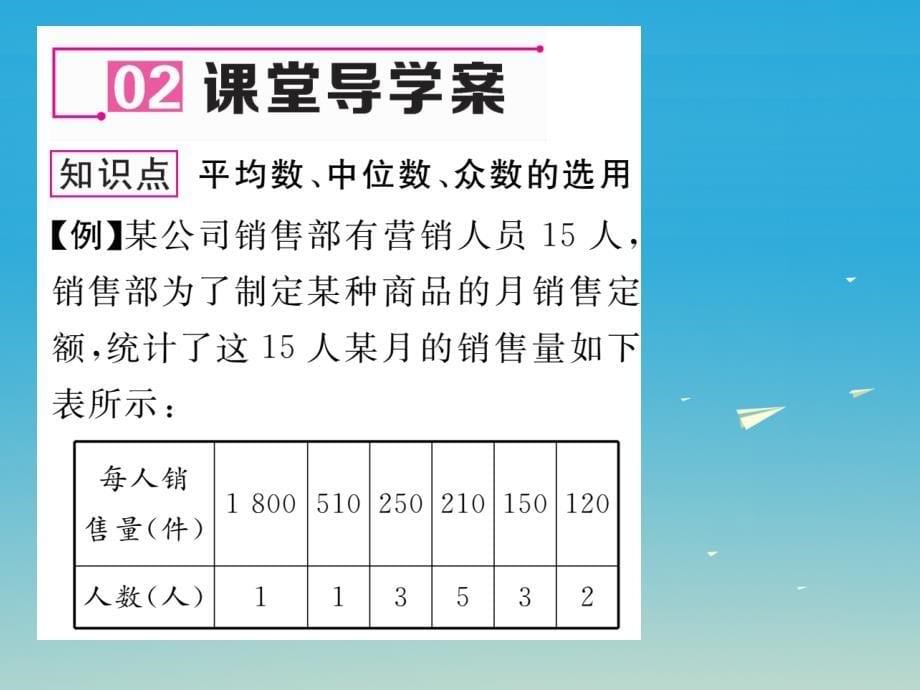 八年级数学下册 20_2_2 平均数、中位数和众数的选用课件 （新版）华东师大版_第5页