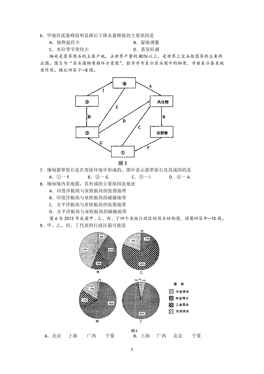 【地理】江苏省徐州东方中学2014届高三下学期期中考试_第2页