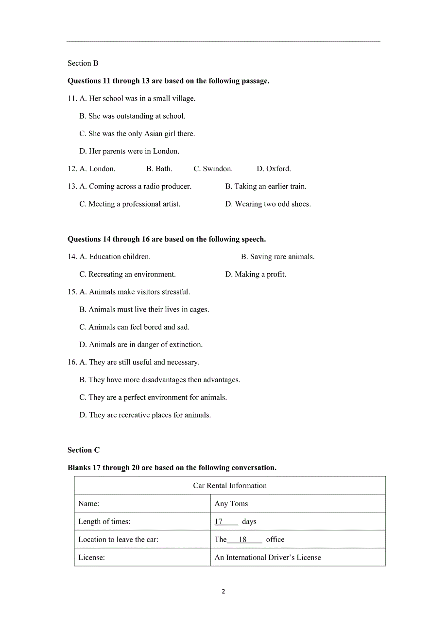 【英语】上海市尚德实验学校2015届高三上学期期中考试_第2页