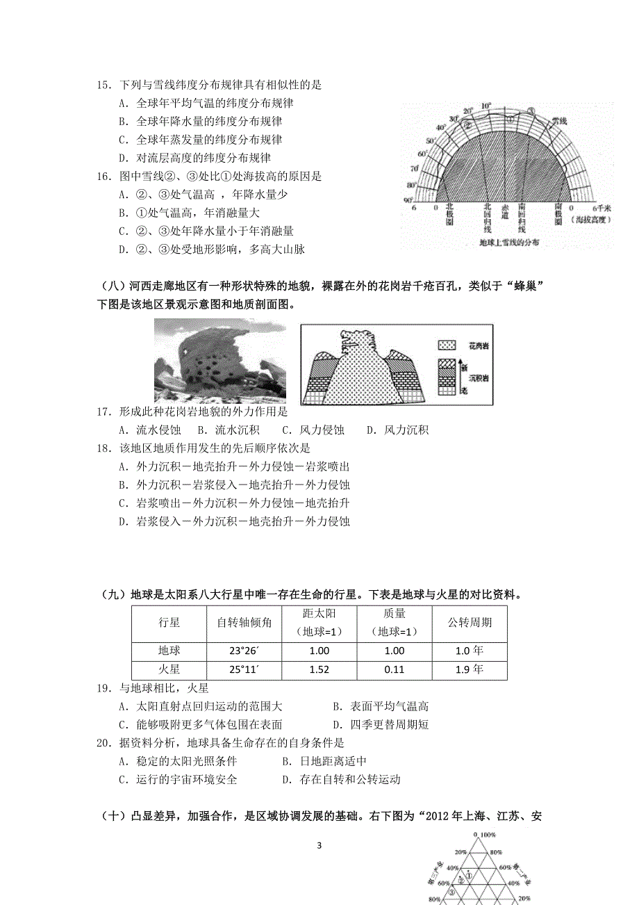 【地理】上海市闸北区2015届高三下学期期中练习_第3页