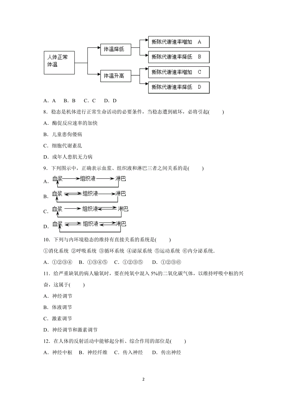 【生物】江苏省南通市天星湖中学2015-2016学年高二上学期第一次段考试卷_第2页