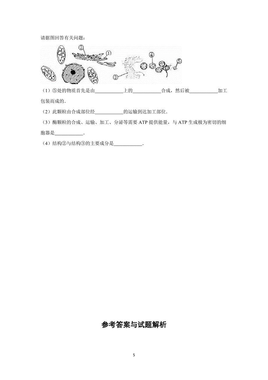 【生物】云南省德宏州芒市一中2015-2016学年高一上学期期中考试_第5页