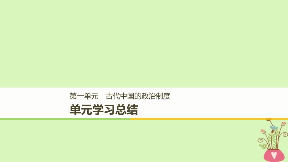 2018-2019学年高中历史 第一单元 古代中国的政治制度单元学习总结课件 新人教版必修1_第1页