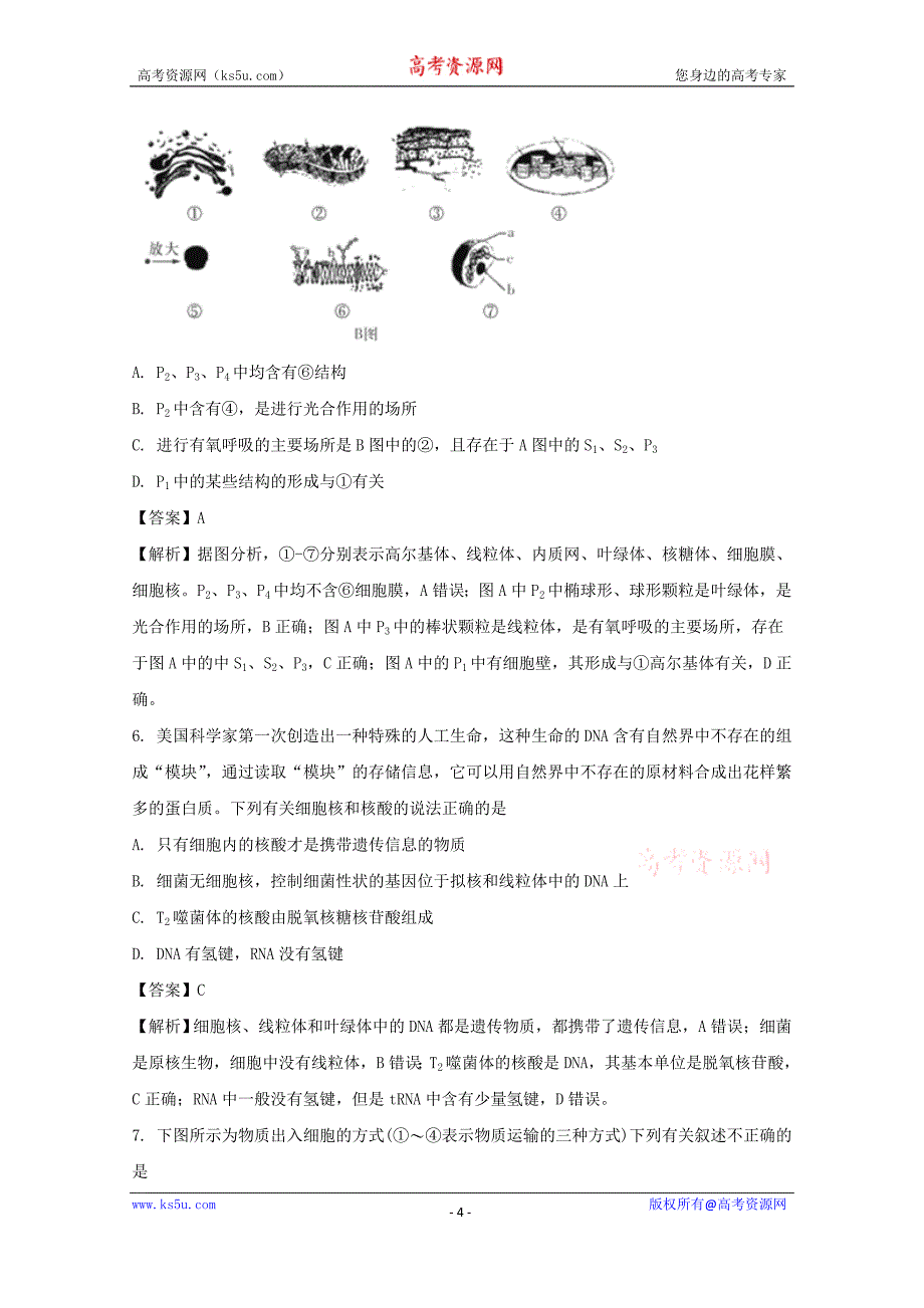湖南省、江西省2018届高三十四校联考第一次考试生物试题含解析_第4页