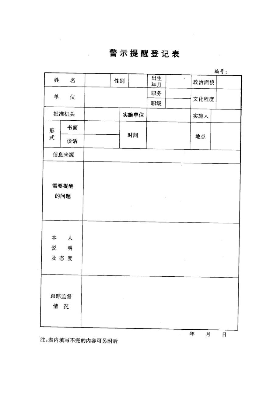 警示训诫记录表_第1页