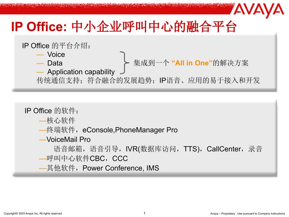 AVAYA IP Office 中小企业呼叫中心的融合平台_第1页