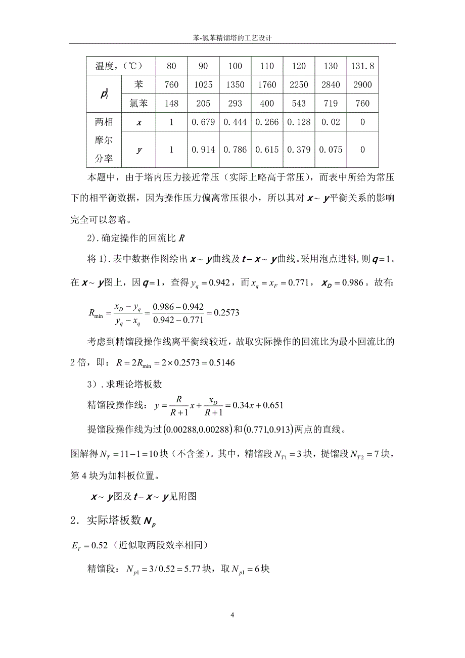 化工原理课程设计-苯-氯苯精馏塔的工艺设计_第4页