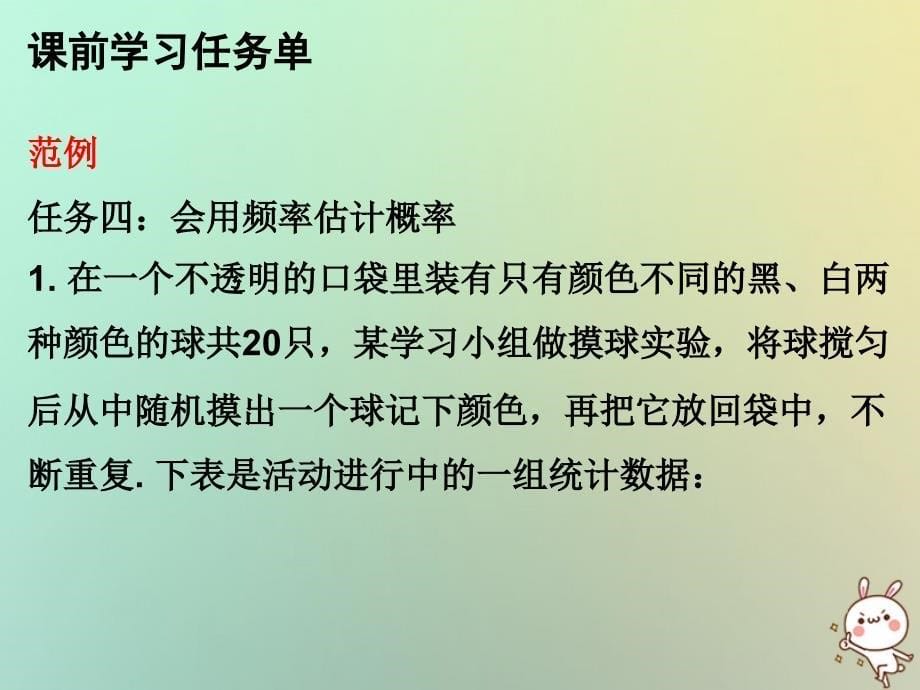 2018年秋九年级数学上册 第二十五章 概率初步 第57课时 用频率估计概率（小册子）课件 （新版）新人教版_第5页