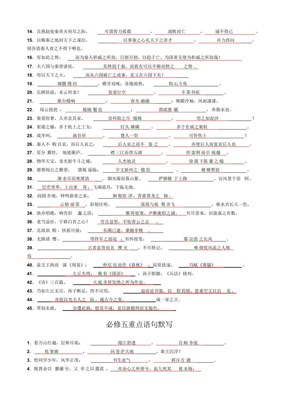 高中必修一至五册重点诗词默写_第4页