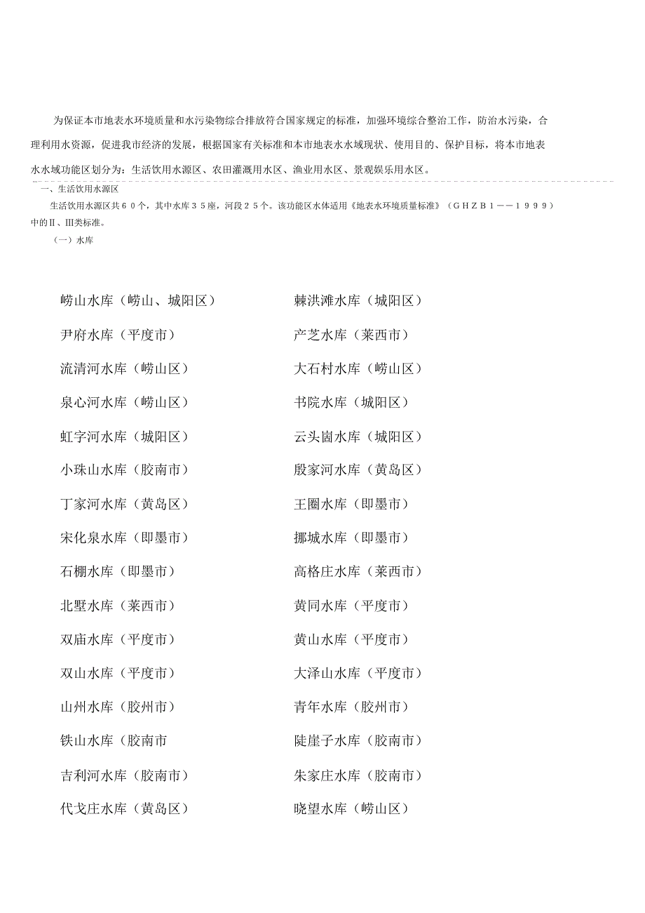 青岛市地表水功能区划_第1页