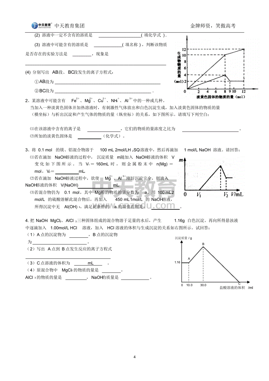 高一镁铝及其化合物图像专练_第4页