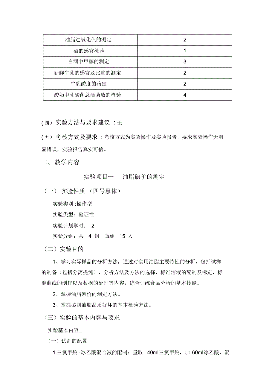 食品卫生检验与质量控制-实验教学大纲_第2页