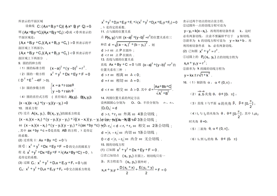 高考数学直线和圆基本概念_第2页