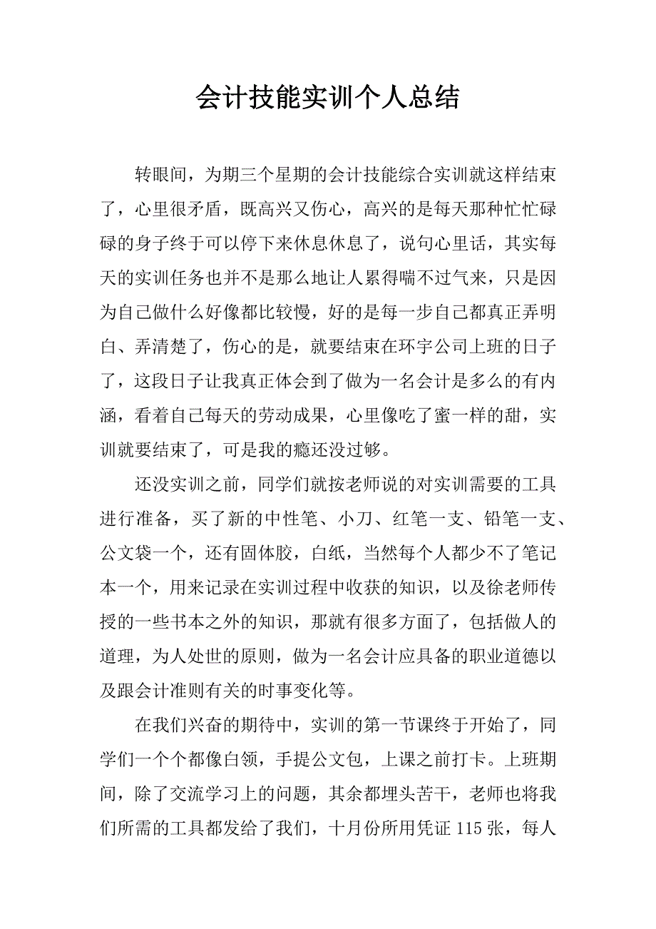 会计技能实训个人总结.doc_第1页