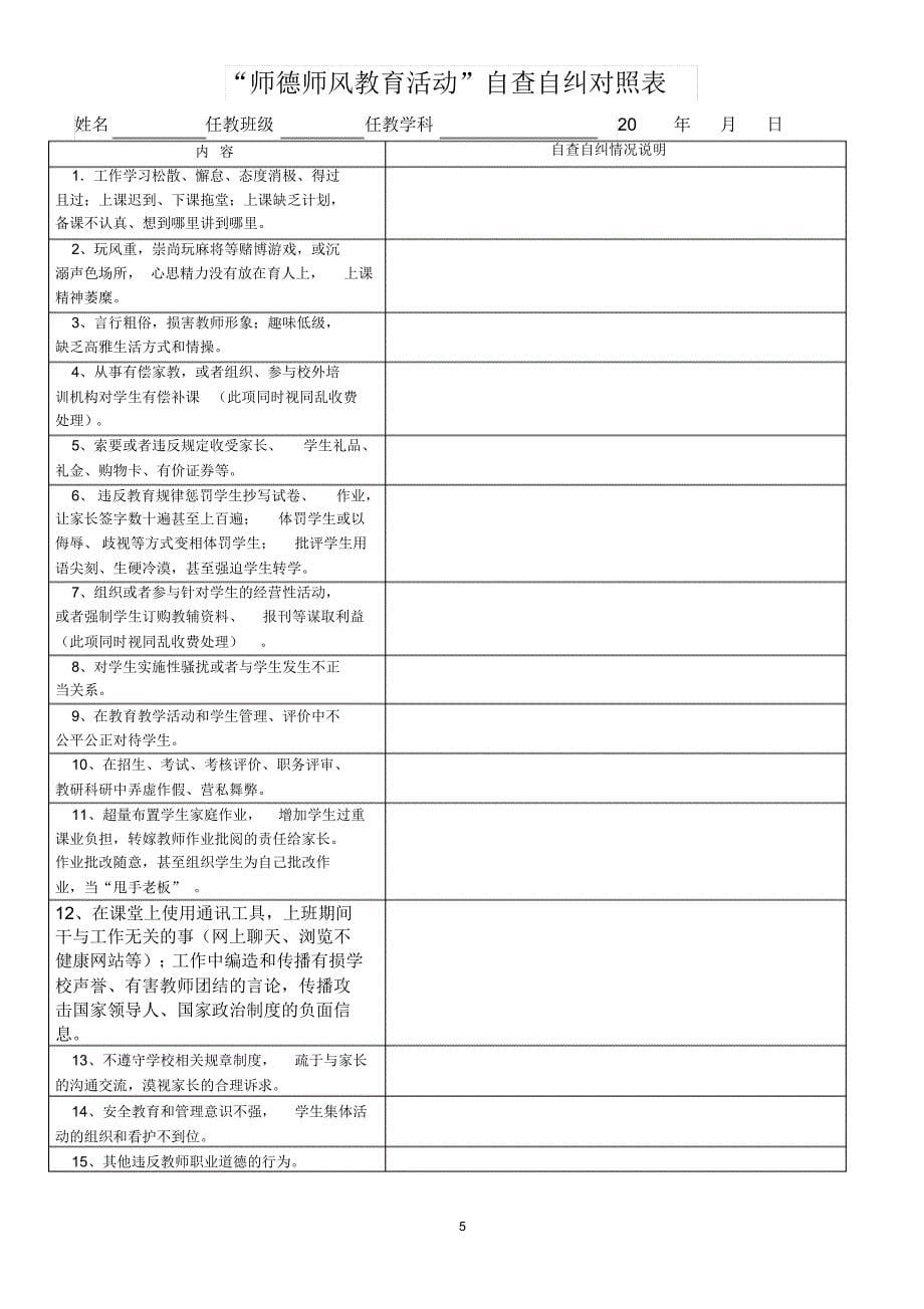 龙街镇龙街小学师德师风整顿教育活动_第5页