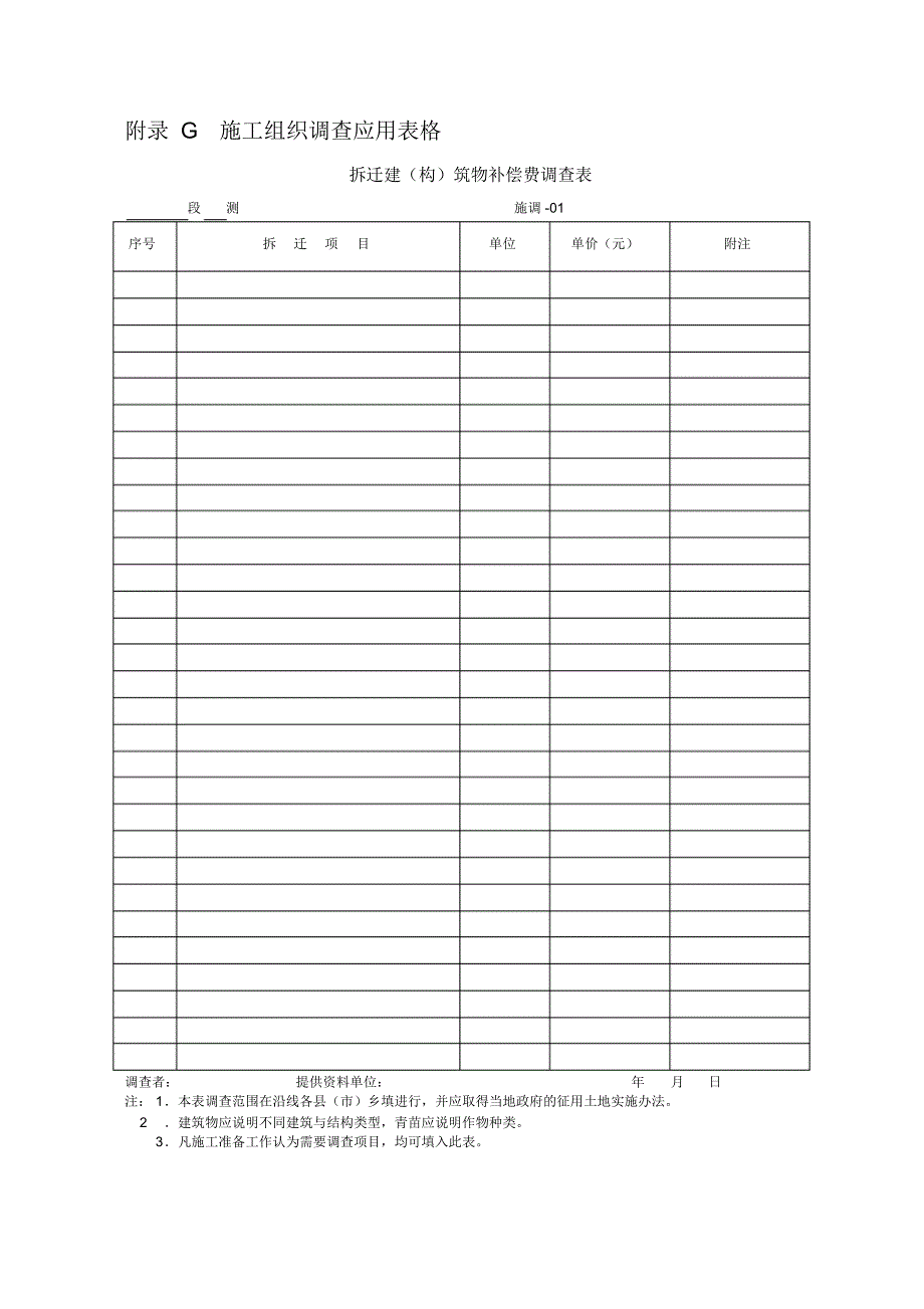 附录G施工组织调查应用表格_第1页