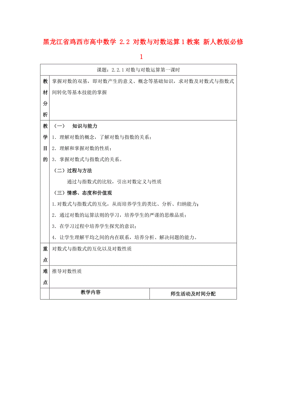 高中数学 2_2 对数与对数运算1教案版_第1页