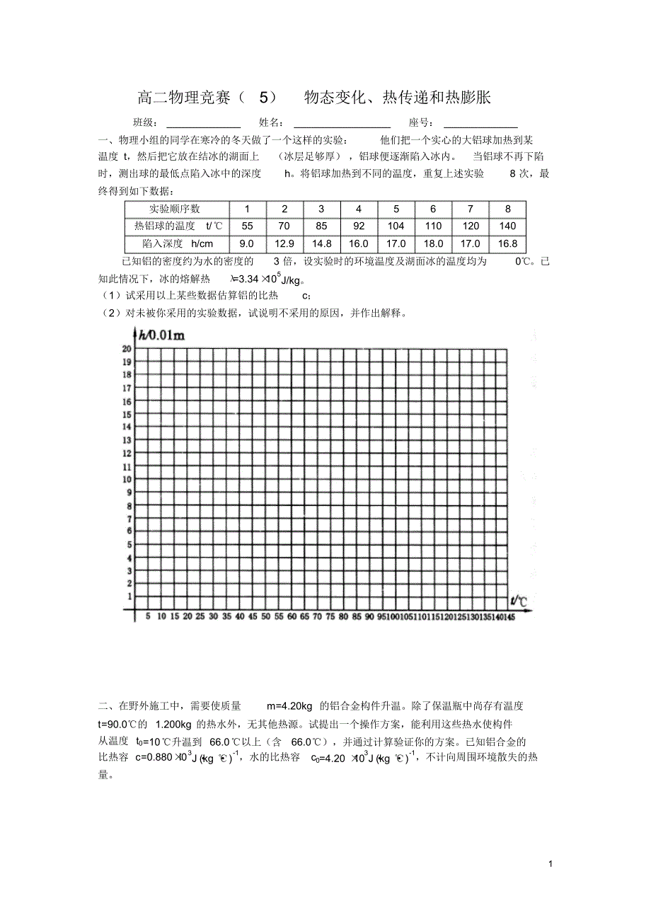 高二物理竞赛(5)物态变化、热传递和热膨胀_第1页