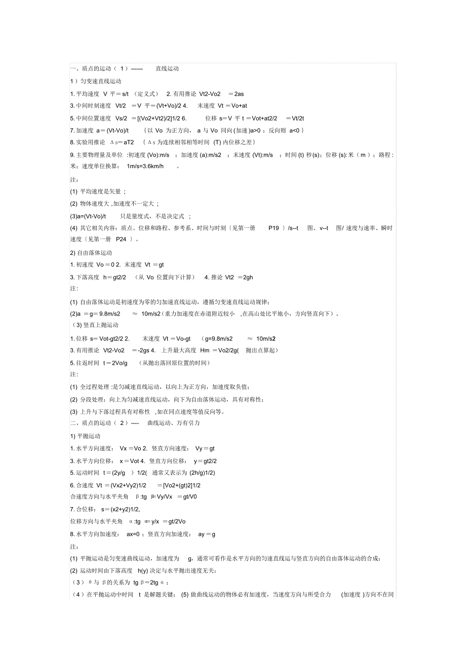 高三物理必看公式_第1页